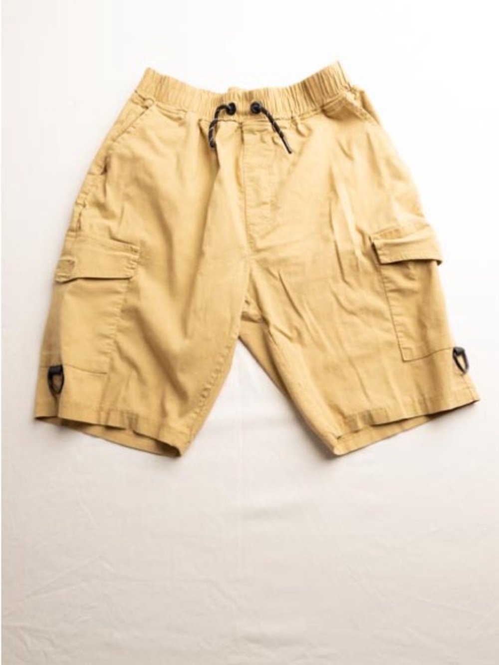 Boys Cargo Drawstring Shorts in Khaki